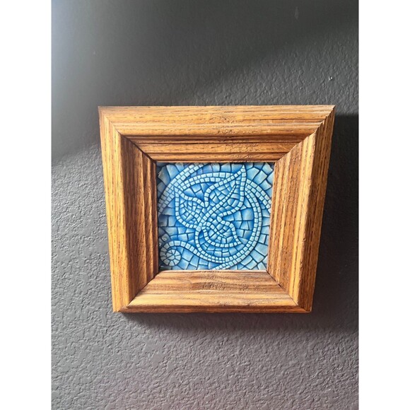 Handmade Wall Art Blue Mosaic Celtic Tile Frame Home Decor Gift Idea 10 in - Picture 1 of 9